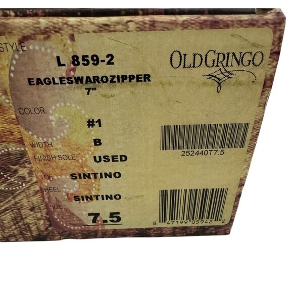 Size 7.5 Old Gringo Eagle Swarovski Crystals Snip Toe Ankle Cowboy Cowgirl Boots - Picture 13 of 14